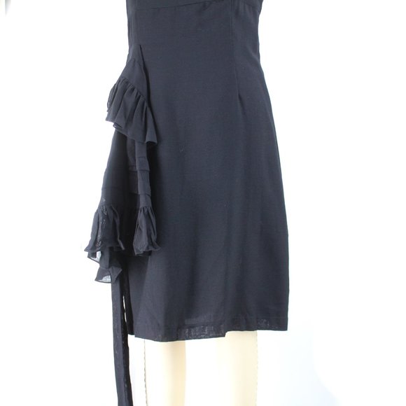 Morgane Le Fay Black Sleeveless Apron Dress Knee Length Sheath Romantic Goth S - Picture 8 of 15